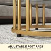 HOMCOM Round Coffee Table Set of 2, Marble-Effect Side Tables with Storage Open Shelf and Steel Frame for Living Room, Bedroom, Gold Tone