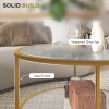 HOMCOM Round Coffee Table with Storage, 2-Tier Tempered Glass Coffee Table with Steel Frame for Living Room, Gold Tone