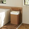 HOMCOM Bamboo Laundry Basket with Lid, 72L Laundry Hamper with Rope Handles, Washing Basket with Removable Washable Liner Bag for Bathroom, Bedroom, Brown