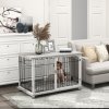 PawHut Dog Crate Furniture, Indoor Dog Kennel Side End Table with Soft Washable Cushion, Lockable Door, for Large Dogs