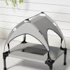 PawHut Cooling Raised Dog Bed, Elevated Pet Bed with Breathable Mesh, UV Protection Canopy, Foot Pads, for Indoor Outdoor, Mini, Small Dog, 61 x 46 x 63cm - Light Grey