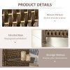 HOMCOM 4-Panel Room Dividers with Shelves, Wave Fibre Freestanding Folding Privacy Screen Panels, Partition Wall Divider for Indoor Bedroom Office, 180?cm, Brown