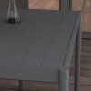 Outsunny 145cm Garden Table, Rectangle Outdoor Dining Table for 6 People, with Steel Legs and Slatted Aluminium Top, for Balcony, Lawn, Dark Grey