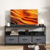 HOMCOM TV Stand Cabinet up to 55-inch, TV Unit with 3 Foldable Linen Drawers, Open Shelf for Living Room, Bedroom, Entertainment Room, Black