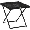 Outsunny Folding Rattan Garden Coffee Table, Small Square Outdoor Bistro Side Table with Rattan Top for Patio, Balcony, Porch, 40 x 40 x 40 cmBlack