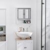 kleankin Mirror Cabinet Wall Mounted with Double Mirrored Doors, Hanging Cabinet with Cupboard and Shelf, Bathroom Wall Storage Organiser