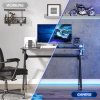 HOMCOM RGB 120 x 66cm Gaming Desk, Computer Table with Carbon Fibre Surface, Headphone Hook, Cup Holder, Controller Rack, Home Office Desk