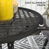 Outsunny 85cm Round Garden Dining Table, Cast Aluminium Coffee Table with Parasol Hole and Adjustable Foot Pad, Patio Table for Outdoor, Balcony, Poolside, Black