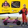 HOMCOM 24V Electric Go Kart for Kids, Drifting Ride-On Racing Go Kart with Slow Start, Music, Horn Honking and Safety Belt, for 8-12 Years Old, Pink