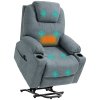 HOMCOM Riser and Recliner Chair for the Elderly, Quick Assembly, Fabric Overstuffed Lift Chair with Vibration Massage and Heat, Remote Control, Side Pockets, Cup Holders, Pocket Spring, Charcoal Grey