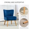 HOMCOM Velvet Accent Chair Occasional Tub Seat Padding Curved Back with Wood Frame Legs Home Furniture Dark Blue