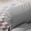 HOMCOM Faux Leather Recliner Chair and Footstool, Swivel Upholstered Armchair and Footstool with Adjustable Backrest, Solid Wood Base for Living Room, Light Grey