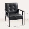 HOMCOM Armchair, PU Leather Accent Chair, Occasional Chair with Rubber wood Frame for Living Room, Reception, Bedroom, Balcony, Black