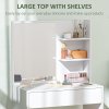 HOMCOM Dressing Table with Mirror, Modern Vanity Desk with Drawer and 3 Open Shelves, Makeup Desk for Bedroom, White