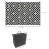 Outsunny Reversible Outdoor Rug with Carry Bag, Waterproof Plastic Straw Mat for Garden, Deck, RV, Picnic, Beach, Camping, 182 x 274cm, Black & White