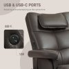 HOMCOM Massage Recliner Chair, PU Leather Upholstered Armchair with Adjustable Backrest,  Footrest, Remote Control, Hidden Storage and Charger for Living Room, Bedroom, Dark Brown
