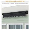Outsunny 2.5 x 2m Electric Awning with LED Light and Remote Controller, Aluminium Frame Retractable Awning Half Cassette Sun Canopies for Garden Patio Deck Door Window