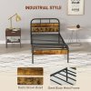 HOMCOM 3ft Single Bed Frame with Headboard, Platform Bed Frame with Underbed Storage, Slat Support, No Box Spring Needed, Easy Assembly, Rustic Brown