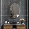 HOMCOM Oval Bathroom Mirror, Modern Wall-mounted Vanity Mirror with Wide Aluminium Frame, Tempered Glass for Living Room, Entryways, Horizontal or Vertical Hanging, 60 x 90cm, Silver