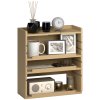 HOMCOM 4-Tier Desk Organiser, Multifunctional Assembled Desktop Organiser with Adjustable Shelves and Cable Management for Stationery, Office Supplies, Paper, Oak Tone