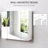kleankin Bathroom Medicine Cabinet with Mirror, Wall Mounted Bathroom Mirror Cabinet with 3 Doors, Adjustable Shelves, White