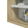 HOMCOM 5-Tier Wall Mounted Display Cabinet, Display Case with 4 Adjustable Shelves, Glass Doors for Home Office Ornaments 60x80cm, Natural