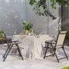 Outsunny Set of 2 Folding Chair, Garden Chair Set with Breathable Mesh Back and Seat, Outdoor Camping Chairs with Armrests, Steel Frame for Deck Balcony, Brown