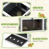 PawHut Tortoise House, Wooden Tortoise Table, Tortoise Enclosure with Adjustable Lamp Holder, Openable Lids, Pull-Out Trays - Grey