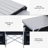 Outsunny Portable Camping Kitchen with Aluminium Frame, Fold-Up Cooking Table With Windscreen and 3 Enclosed Cupboards for BBQ, Party, Picnic, Black