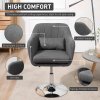 HOMCOM Swivel Linen Fabric Accent Chair for Living Room Contemporary Vanity Armchair with Adjustable Height Thick Cushion Lumbar Support Armrest for Bedroom Office Dark Grey