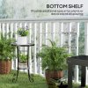 Outsunny Mosaic Garden Table, 35.5 cm Round Outdoor Table with Shelf, Ceramic Tile Top, Small Garden Side Table Bistro Table End Table Plant Stand for Indoor, Patio, Balcony, Orange