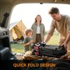Outsunny Folding Trolley on Wheels, 150L Collapsible Wagon Festival Trolley Cart with Openable Sides, Adjustable Handle and Brakes for Shopping Camping Beach and Garden, Grey