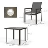 Outsunny 5 Pieces Garden Dining Set with Glass Top Dining Table, Outdoor Patio Table and 4 Armchairs with Texteline Fabric Seats and Backrest, Wood-plastic Composite Armrests Top, Grey