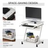 HOMCOM Movable Computer Desk with 4 Moving Wheels Sliding Keyboard Tray Home Office Workstation 