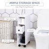 kleankin Slimline Bathroom Storage Unit w/ 2 Drawers 2 Open Compartments Wheels Handles Freestanding Compact Home Office Furniture 