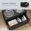 PawHut Raised Dog Bowl, Elevated Pet Bowls with Slow Feeder, Two Stainless Steel Bowls, Drawer, for Large & Extra Large Dogs, Black