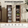 HOMCOM 204 CD Media Display Shelf Unit Set of 2 Blu-Ray Tower Rack w/ Adjustable Shelves Bookcase Storage Organiser, Rustic Brown