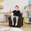 HOMCOM Kids Recliner, PU Leather Kids Armchair, Child Chair, Toddler Armchair with Adjustable Backrest, Footrest, Padded Headrest, Cup Holder, Black