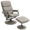 HOMCOM Recliner Chair with Ottoman 360 Degree Swivel Faux Leather High Back Armchair Lounge Seat w/ Footrest Stool, 135 degree Adjustable Backrest and Thick Foam Padding for Home Office Living Room