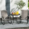 Outsunny Garden Rocking Chairs Set of 2, Ergonomic Outdoor Rocking Chairs with Armrests, High Backrest, Steel Frame Relaxing Rocker Armchair Seats for Patio, Balcony, Porch, Light Brown