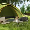 Outsunny Portable Camping Table, 3ft Lightweight Folding Aluminium Picnic Table with Roll Up Top, Carry Bag for Outdoor Camping, Picnic, Hiking, Cooking, BBQ, Fishing, Khaki