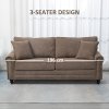 HOMCOM 3 Seater Sofa, Fabric Couch with Rubber Wood Legs, 3 Seater Settee with Extra Padded Cushions and Pillows for Living Room, 196W x 80.5D x 89H cm