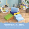 HOMCOM Baby Soft Play Set, 4 Piece Soft Play Equipment for Toddlers 12-36 Months, Climb and Crawl Foam Play, Kids Activity Play Toy, Blue