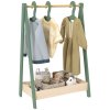 CHINESE AIYAPLAY Kids Clothes Rail, Children Dress Up Rail with 3 Hangers, Bottom Storage Shelf, Gift for Girls, Boys, Nursery, Bedroom, Green