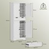 HOMCOM Tall Bathroom Cabinet, Freestanding Storage Cupboard, Bathroom Storage Cabinet with Drawer, Adjustable Shelf and Doors, 60 x 30 x 160 cm, White
