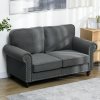 HOMCOM 2 Seater Sofa, Fabric Sofa Couch with Nailhead Trim Rolled Arm and Slatted Wood Frame, Upholstered Loveseat Settee for Living Room, Bedroom, Home Office