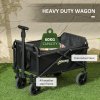 Outsunny 41L Festival Trolley on Wheels, Small Garden Folding Trolley Cart, 60kg Heavy Duty Collapsible Folding Wagon with Adjustable Handle and Carrying Bag for Beach, Camping, Festival, Black