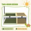 PawHut Tortoise House, Wooden Tortoise Table, Tortoise Enclosure with Adjustable Lamp Holder, Openable Lids, Pull-Out Trays - Grey