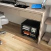 HOMCOM 2-Tier Printer Stand with Storage, Under Desk Printer Cart on Wheels with 3 Compartments, Desktop Printer Table for Home Office, Black