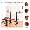 HOMCOM Adjustable Weight Bench with Leg Extension, Barbell Rack, Preacher Curl Pad, Butterfly, Multi-Function Home Gym Bench for Strength Training, Red